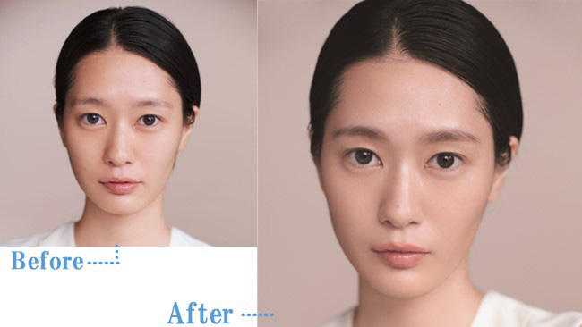 質感を操って、パーツをそっと補正。小さな積み重ねで抜け感のある小顔に Before After