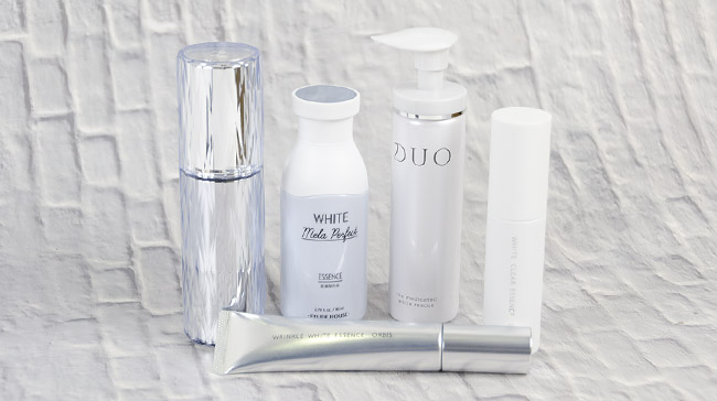 ＜HIKARIMIRAI＞ホワイト セラム、＜ETUDE＞ホワイトメラパーフェクト エッセンス、＜DUO＞DUO ザ 薬用ホワイトレスキュー、＜ORBIS＞オルビス ホワイトクリアエッセンス 、リンクルホワイトエッセンス