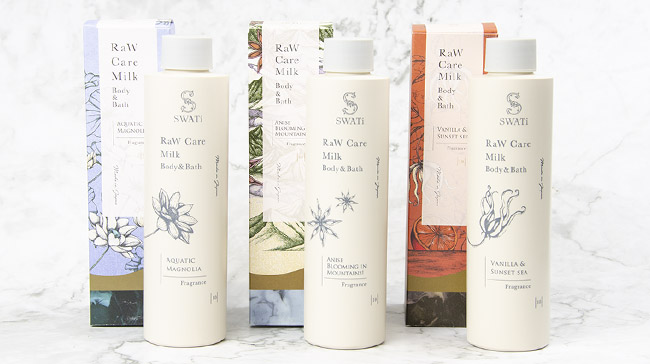 ＜SWATi＞RaW Care Milk Body&Bath Aquatic Magnolia、RaW Care Milk Body&Bath Anise blooming in Mountains!、RaW Care Milk Body&Bath Vanilla&Sunset sea